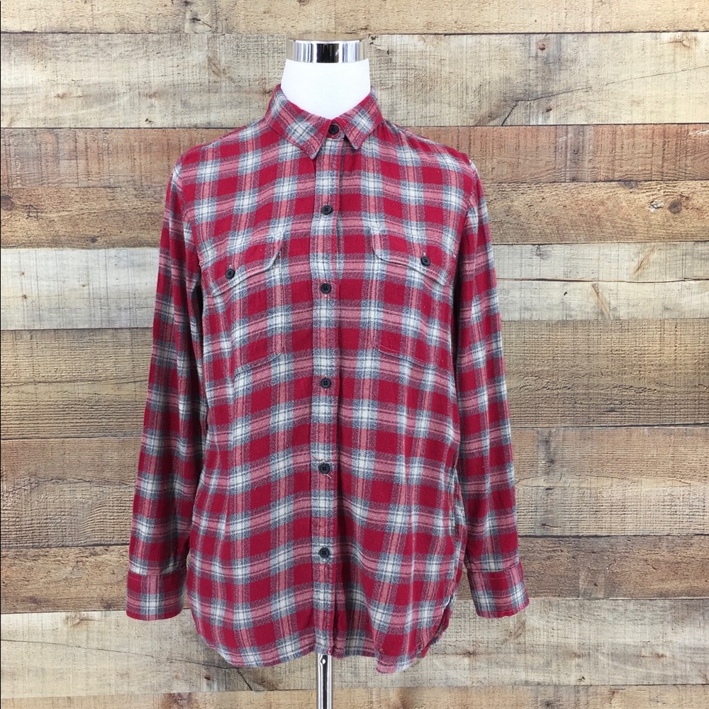 Madewell Women's Red Plaid Shirt Size Small